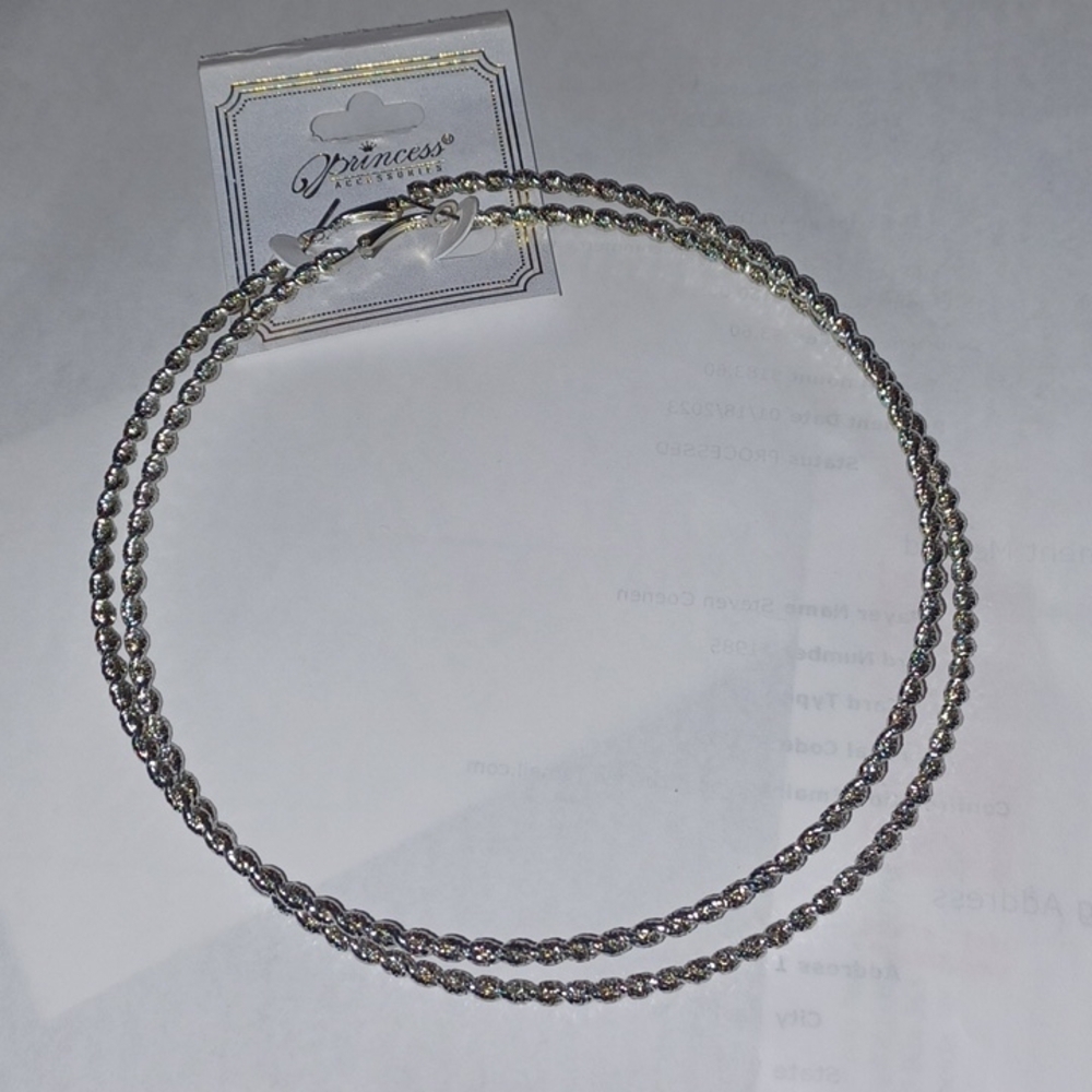 Huge Princess silver rope hinge hoop earrings, 5" diameter